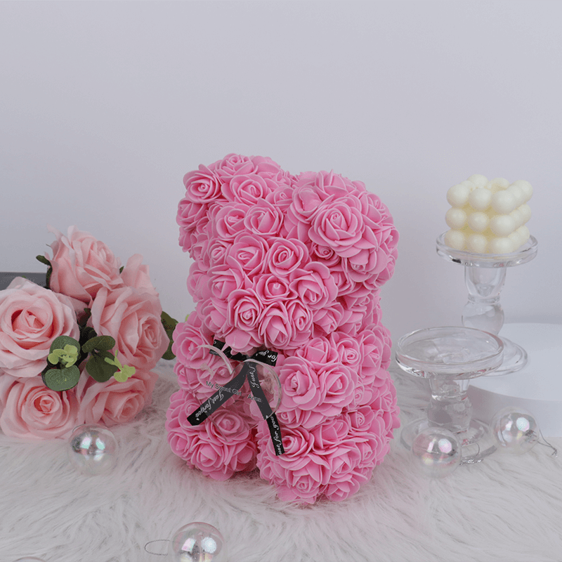 Letras personalizadas personalizadas espuma inmortal flor rosa oso